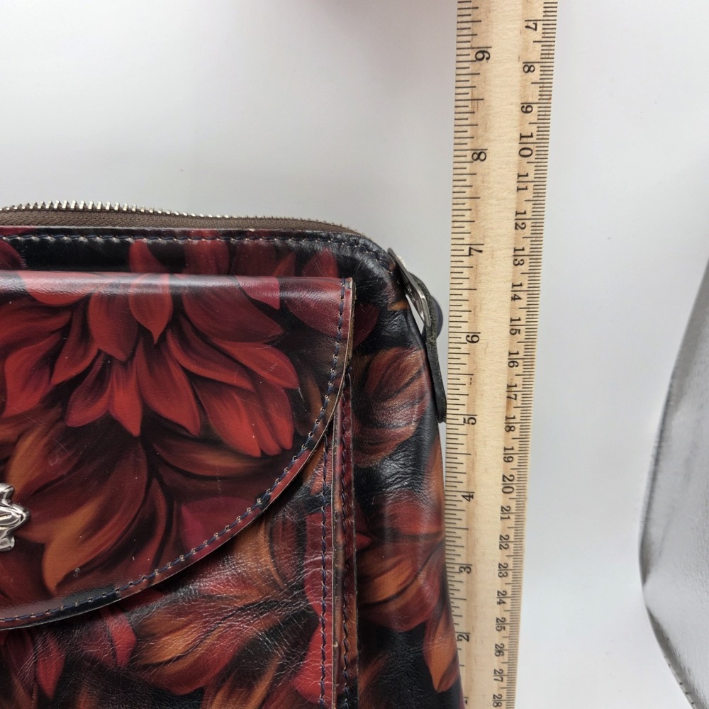 Patricia Nash Salina Floral Crossbody Bag In English Rose Medium Red & Black - Picture 14 of 16